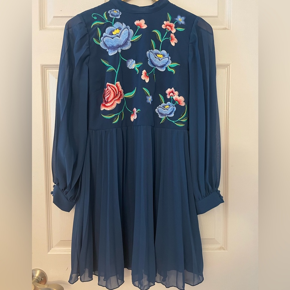 ASOS Blue Floral Embroidered Dress
